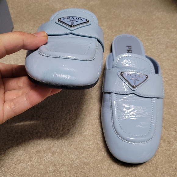 Prada Naplak Leather Mules - Celeste (size 37) - Picture 10 of 10